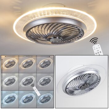 Tamworth ventilatore da soffitto LED Argento, Trasparente, chiaro, 1-Luce, Telecomando