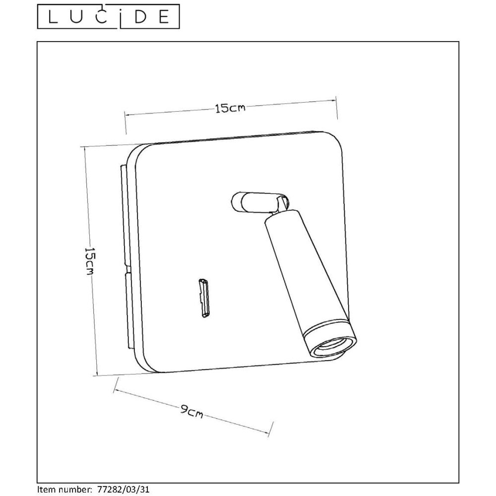 Faretto da parete Lucide OREGON LED Bianco, 1-Luce