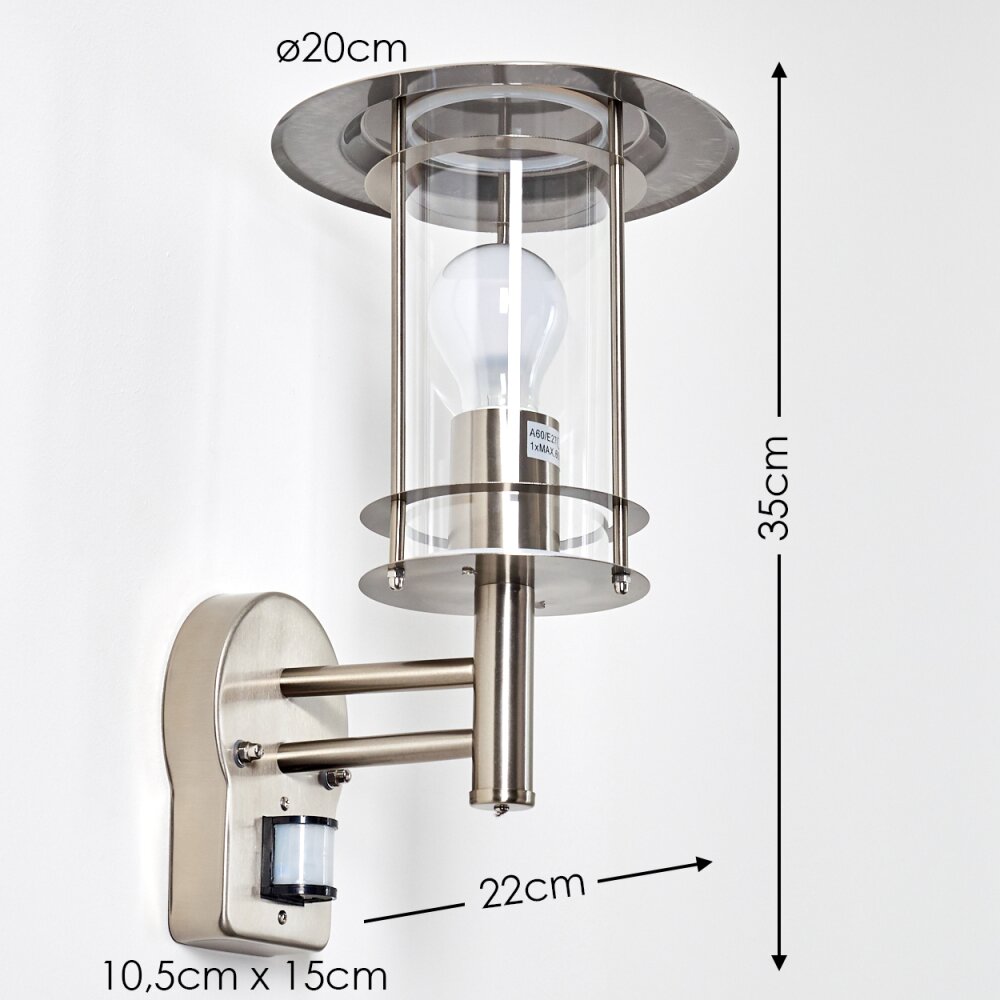Mulo Applique da esterno Acciaio inox, 1-Luce, Sensori di movimento