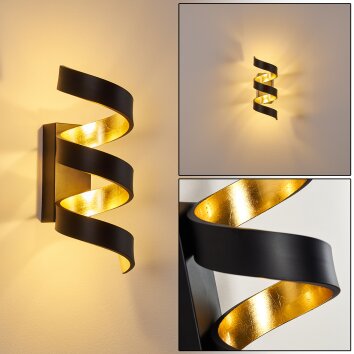 Rezat Applique LED Nero-Oro, 1-Luce