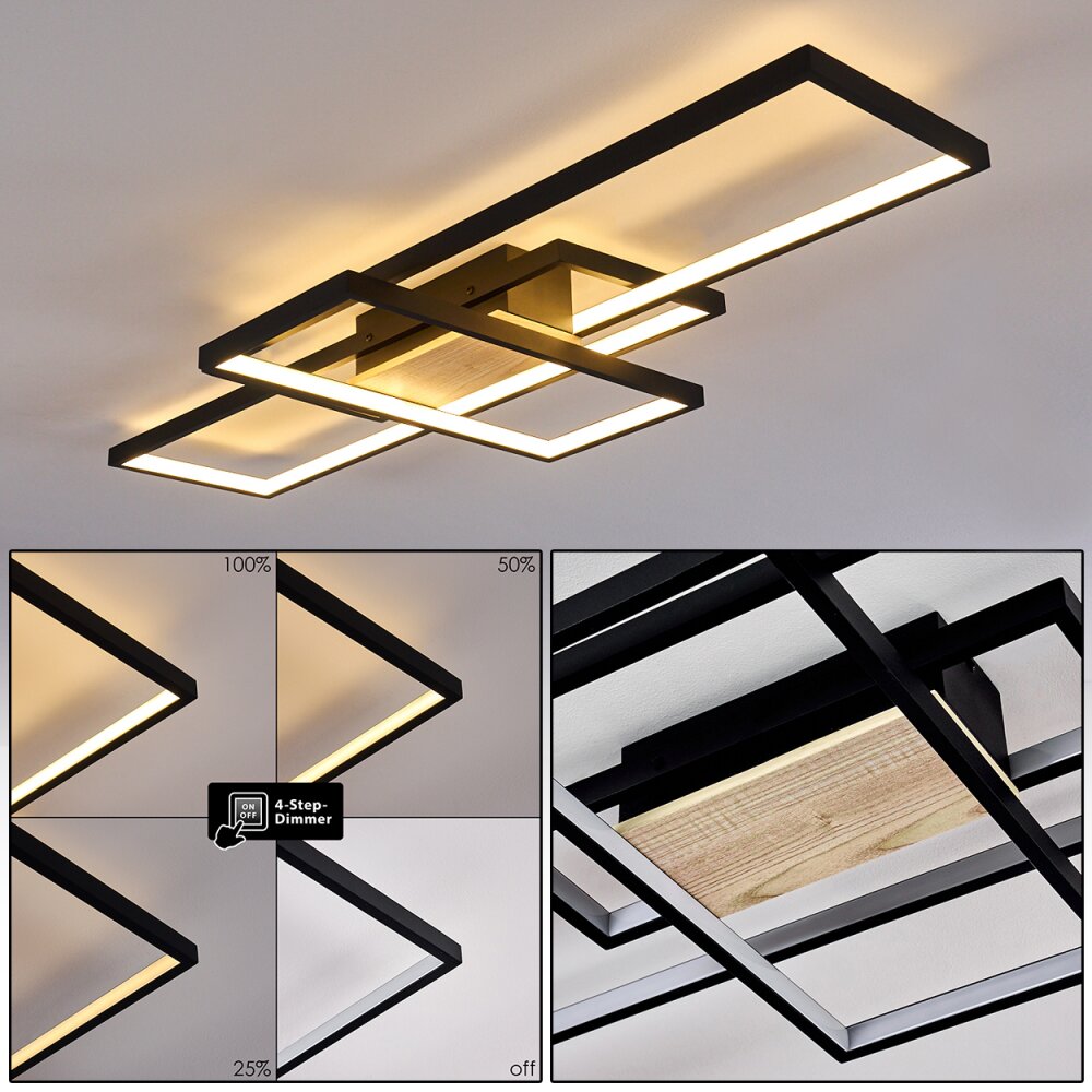 Alnarp Plafoniera LED Legno chiaro, Nero, 1-Luce main product photo