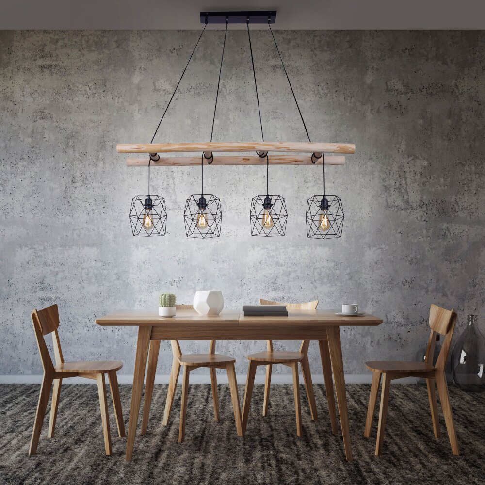 Leuchten-Direkt EDGAR Lampada a Sospensione Nero, 4-Luci main product photo