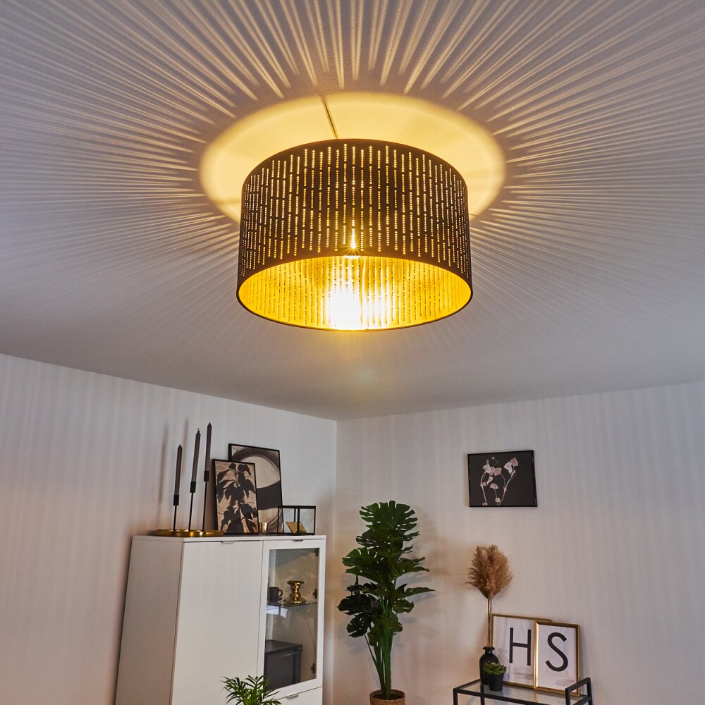 Hobart Plafoniera Nero-Oro, 1-Luce