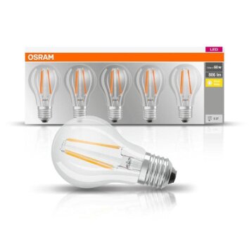 Osram LED E27 7 Watt 2700 Kelvin 806 Lumen Confenzione da 5