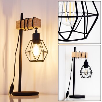 Barbengo Lampada da Tavolo Legno chiaro, Nero, 1-Luce