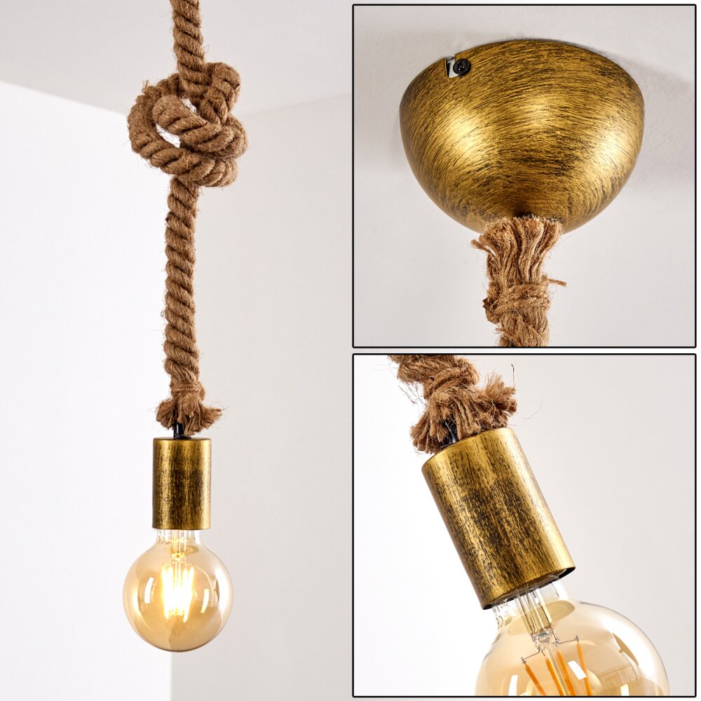 Tenna Kordel Lampadario a sospensione Ottone antico, Marrone, 1-Luce main product photo