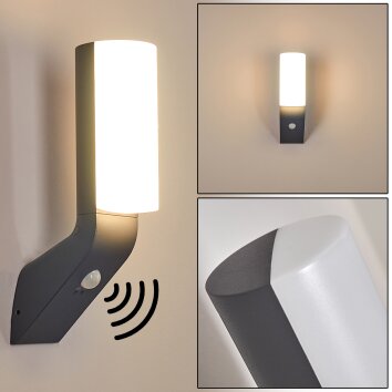 Porus Applique da esterno LED Antracite, 1-Luce, Sensori di movimento