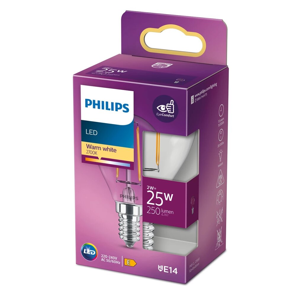 Philips LED E14 2 Watt 2700 Kelvin 250 Lumen main product photo