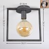 Guinan Plafoniera Grigio, Nero, 1-Luce