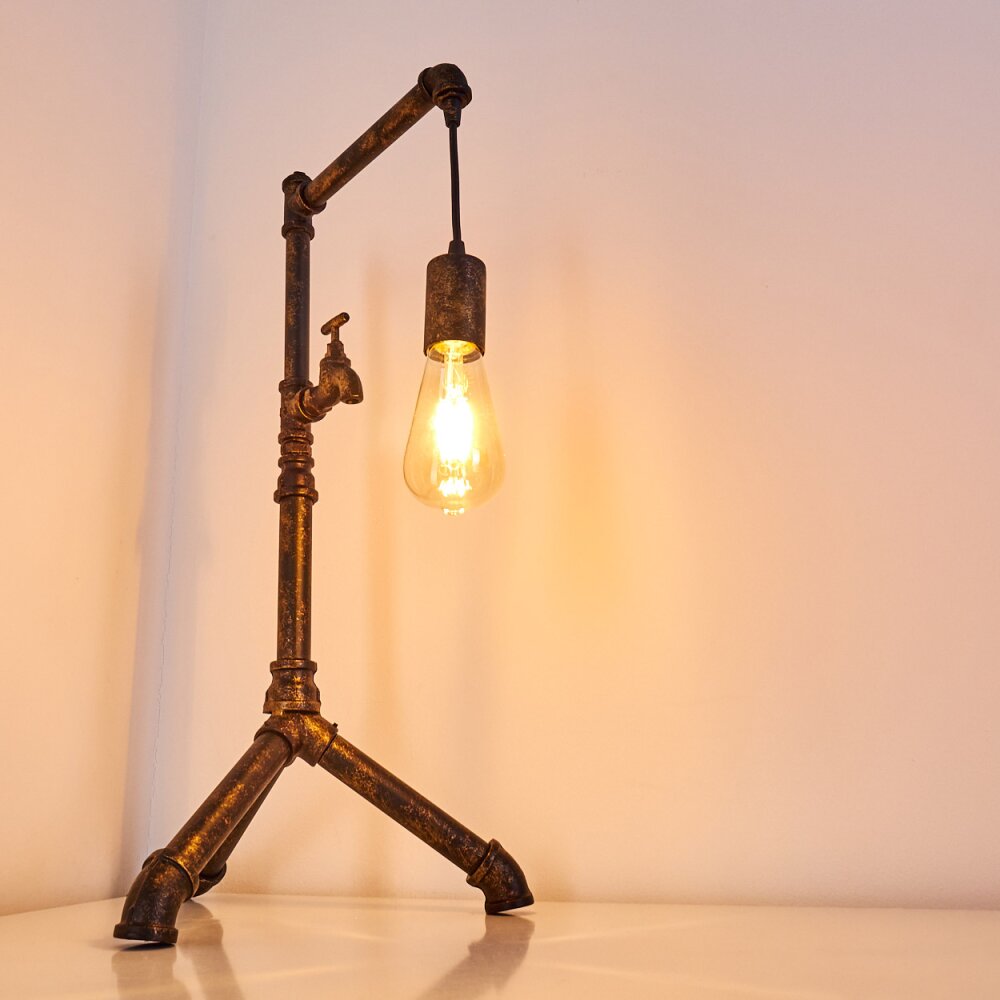 Kolyma Lampada da Tavolo Marrone, Nero-Oro, 1-Luce