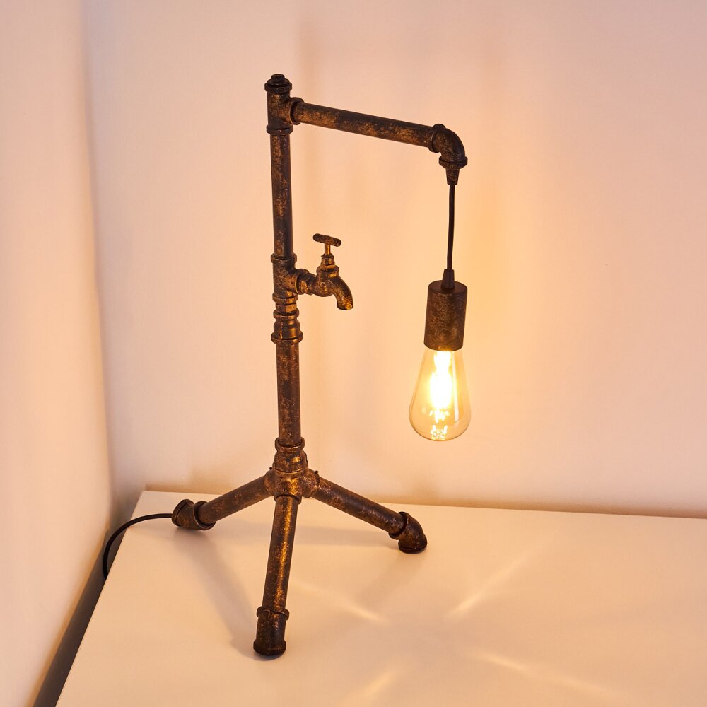 Kolyma Lampada da Tavolo Marrone, Nero-Oro, 1-Luce