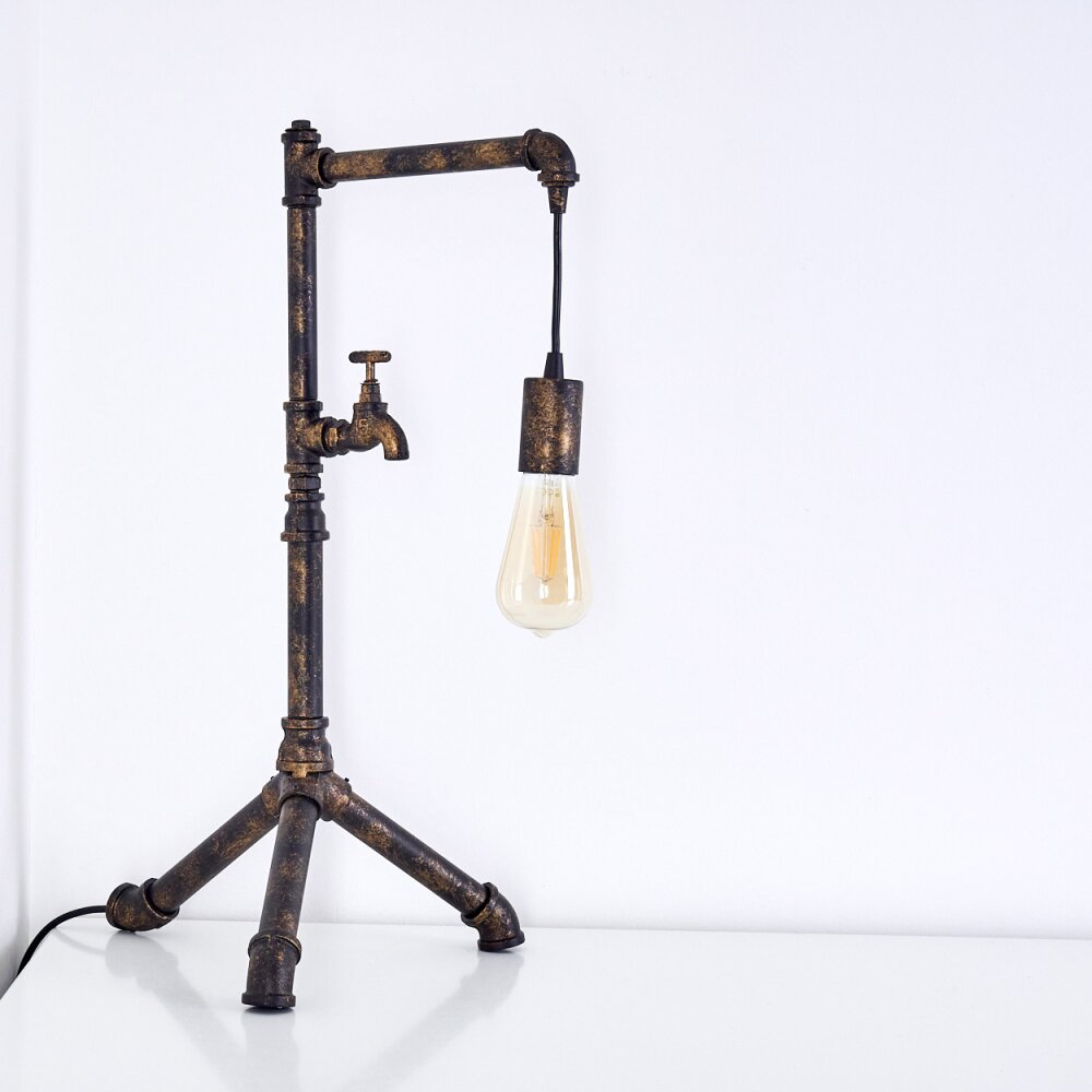 Kolyma Lampada da Tavolo Marrone, Nero-Oro, 1-Luce