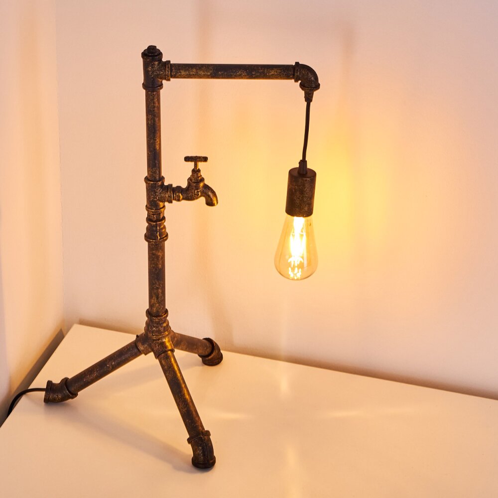 Kolyma Lampada da Tavolo Marrone, Nero-Oro, 1-Luce