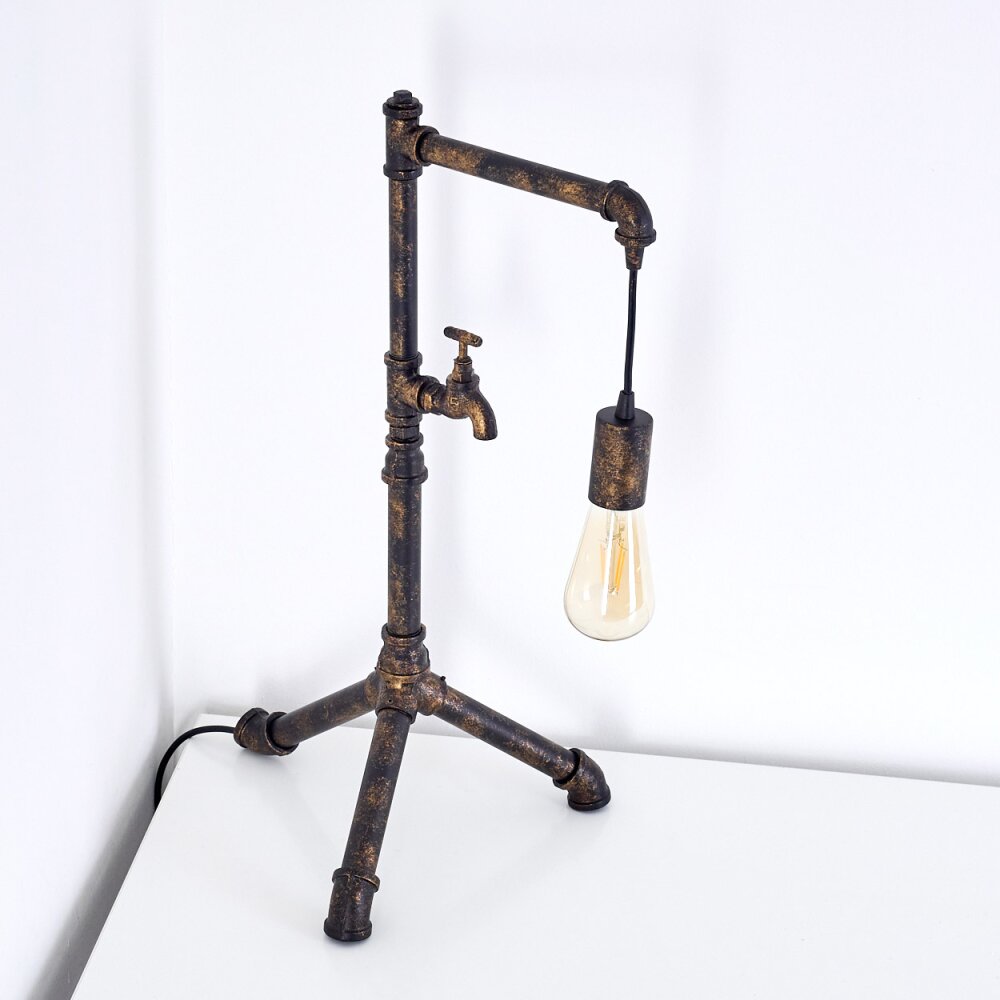 Kolyma Lampada da Tavolo Marrone, Nero-Oro, 1-Luce