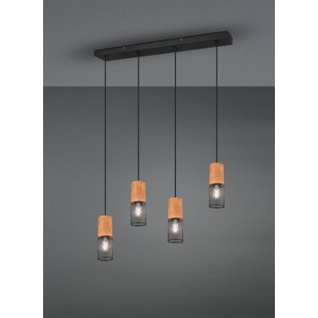 Trio Tosh Lampada a Sospensione LED Nero, 4-Luci