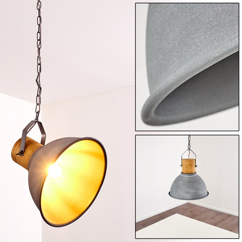 Kinzua Lampadario a sospensione Grigio, Legno chiaro, Effetto pietra, 1-Luce main product photo