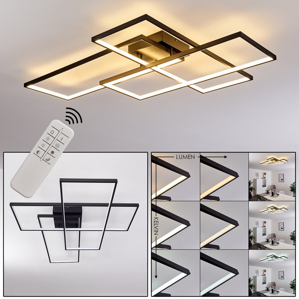 Ghana Plafoniera LED Nero, 1-Luce, Telecomando main product photo
