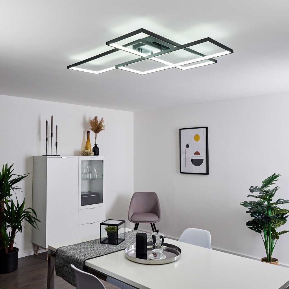 Ghana Plafoniera LED Nero, 1-Luce, Telecomando
