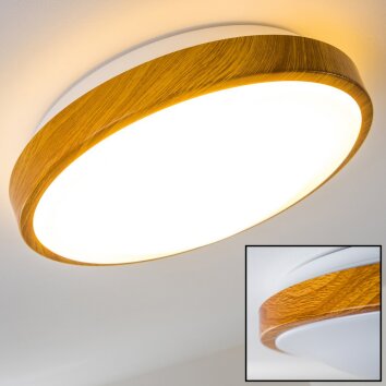 Sora Wood Plafoniera LED Legno chiaro, Bianco, 1-Luce