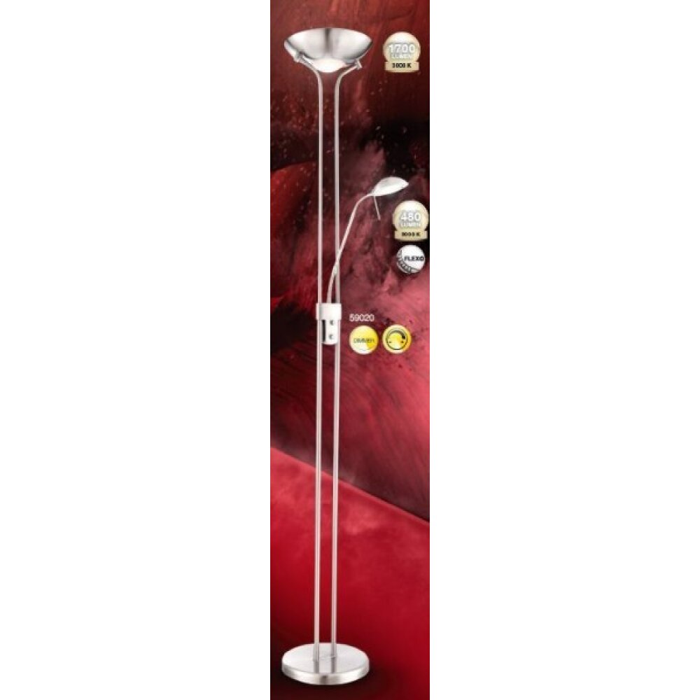 Globo LEONAS Piantana LED Cromo, Nichel opaco, 2-Luci main product photo