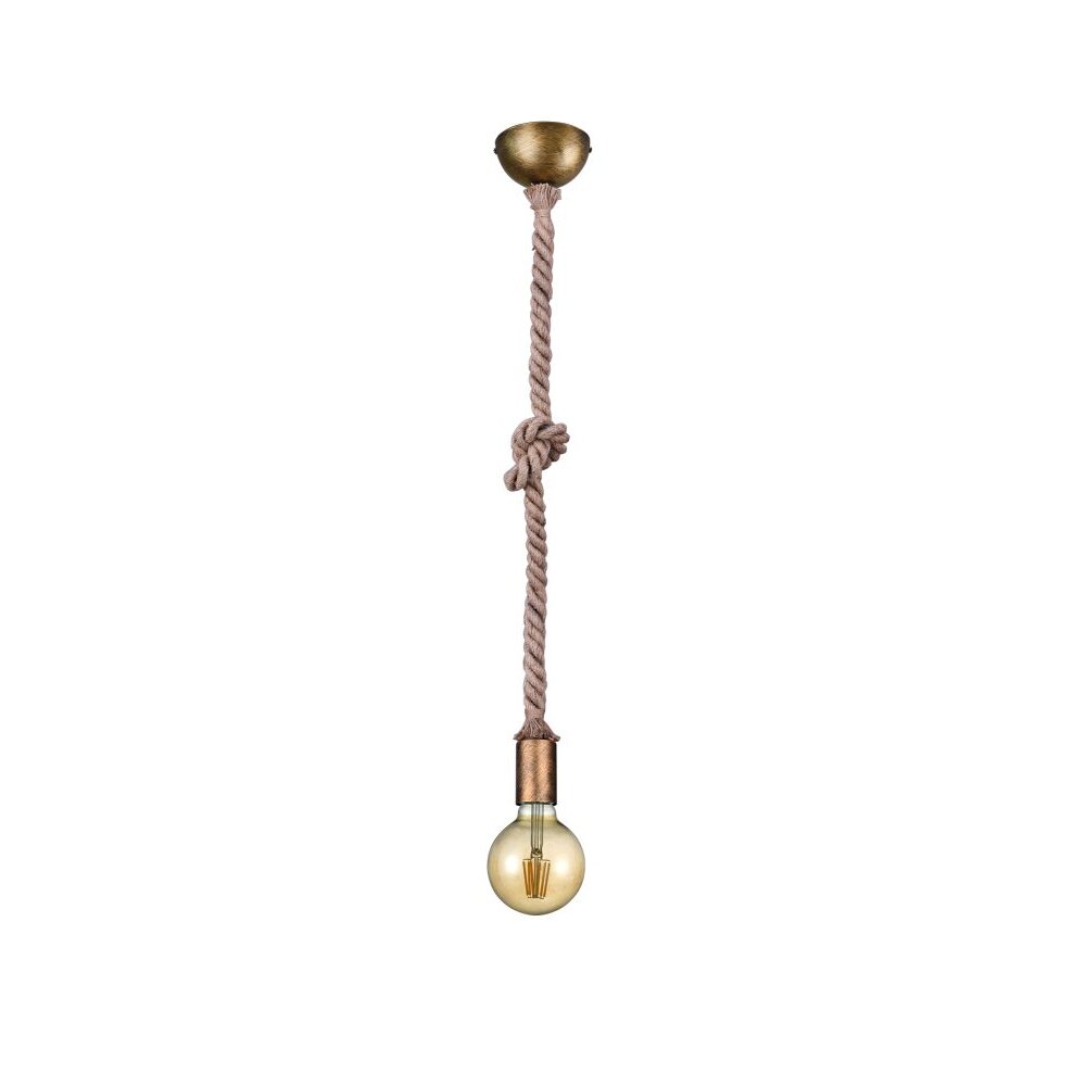 Trio Leuchten CORD Lampada a Sospensione Marrone, Ottone, 1-Luce main product photo